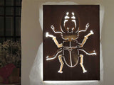 Raw laser cut corten steel backlit wall sculpture for indoors or outdoors decor
