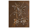 Corten wall sculpture design with Clematis essence leaves and flowers