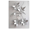 White aluminum wall sculpture design with Clematis essence leaves and flowers