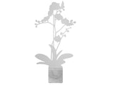 White Orchid shaped aluminum silhouette on Carrara marble base